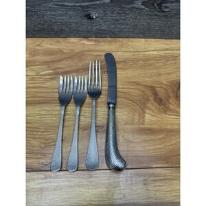VTG Gentry ABBEY SHEFFIELD ENGLAND Glossy Textured Stainless 4 Pc Flatware Set